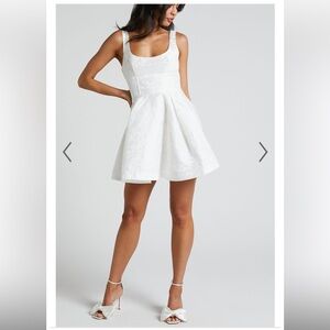 Stephane Mini Dress Corset Scoop Neck Fit & Flare Dress in Ivory Size 10 NWT